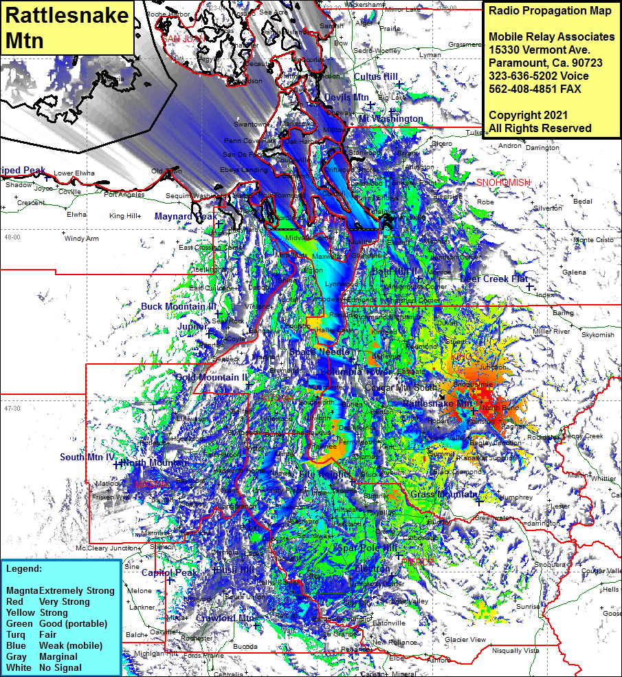 heat map radio coverage Rattlesnake Mtn